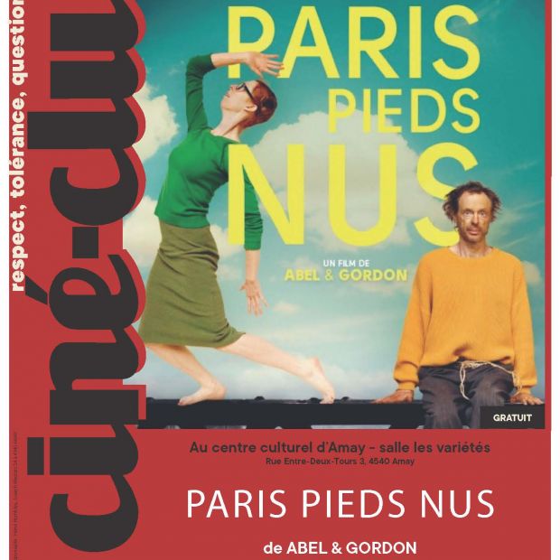Affiche promotionnelle pour le ciné-club de la Maison de la Laïcité d'Amay : Paris pieds nus